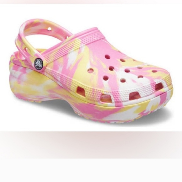 SALE💥NWT💖CROCS Platform Marbled Pink Lemonade Clog - Picture 8 of 8